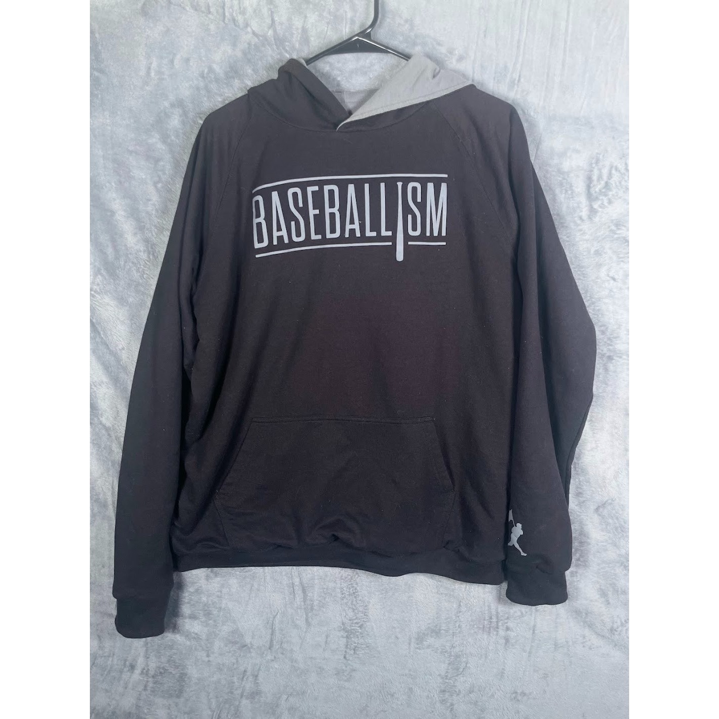 Baseballism Brand Men's Reversible Heavyweight Hoodie Black Gray Size Medium